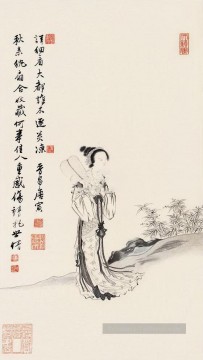  Triptyque Tableaux - Tang yin maiden triptich chinois traditionnel